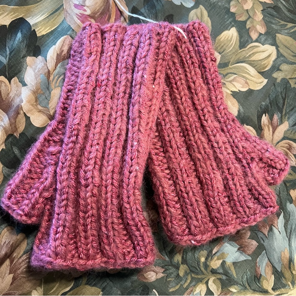 Handmade fingerless knit mittens